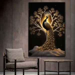 Golden Peacock By The Tree