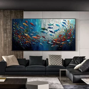 Abstract Blue Sea Fish
